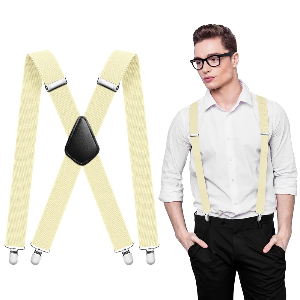 Aomig Mens Braces, Mens Suspenders with Strong Metal Clips, 3.5cm Wide Heavy Duty Suspenders for Men Women Business Wedding Casual