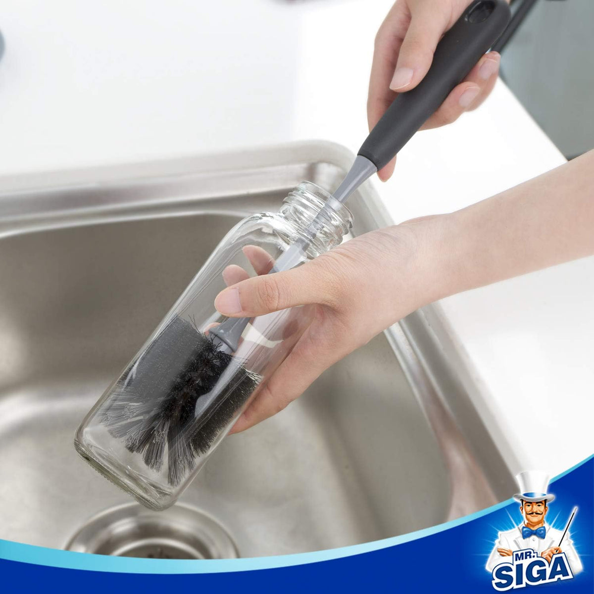 MR.SIGA Long Handle Bottle Brush, Non-Scratch Water Bottle Brush Cleaner