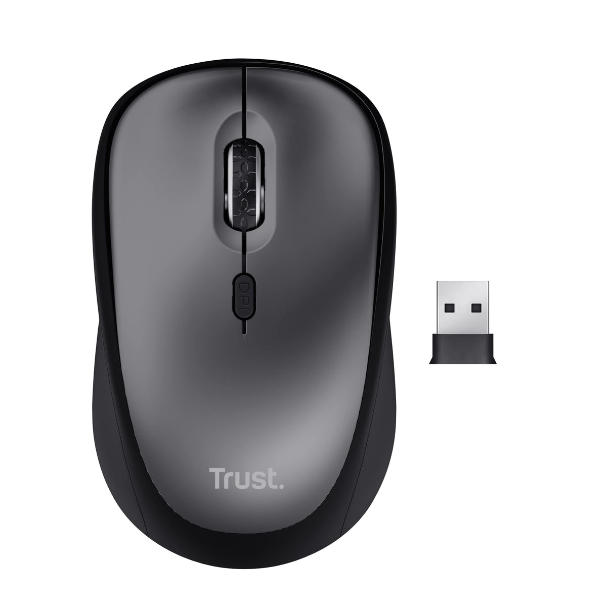 Trust Yvi FX Wireless Mouse with LED Illumination, USB Micro Receiver, RF 2.4 GHz, 800/1600 DPI, Ambidextrous, 8 m Range, Computer Mouse for Laptop, PC and Mac - Pink