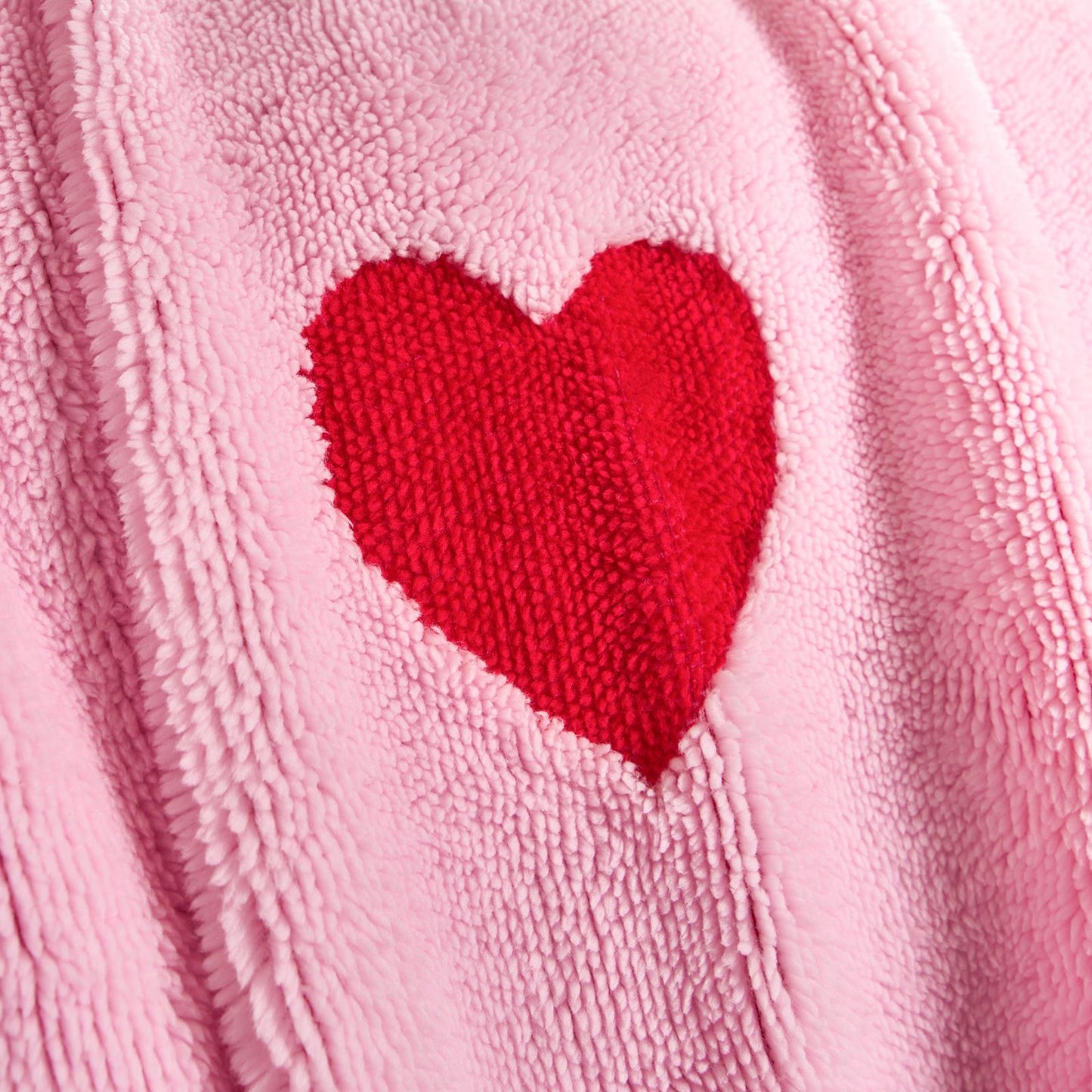 OHS Hearts Throw Tufted Teddy Fleece Blanket Winter Soft Warm Bedspread