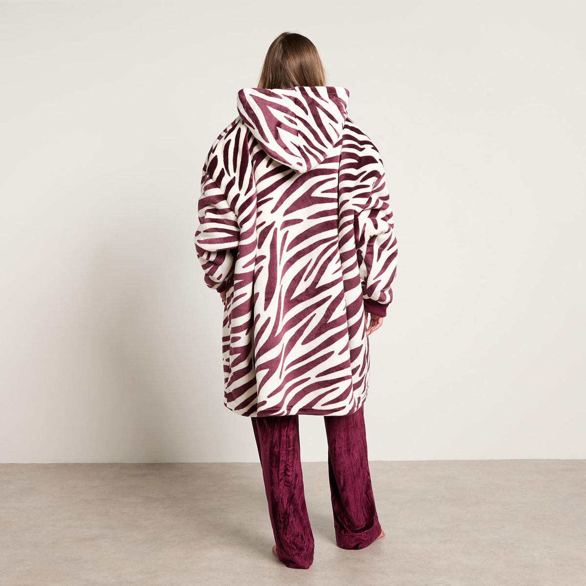 OHS Animal Prints Hoodie Blanket Sherpa Lined Fleece Wearable Throw