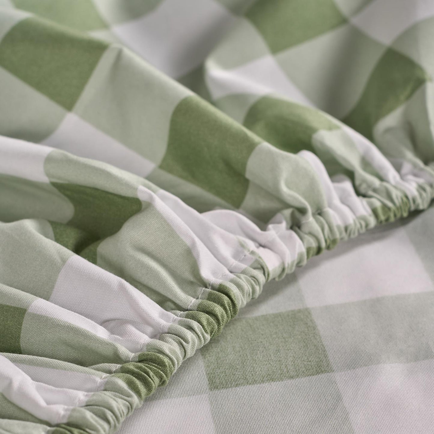 OHS Microfibre Deep Fitted Sheet Gingham 25cm Hotel Quality Easy Care