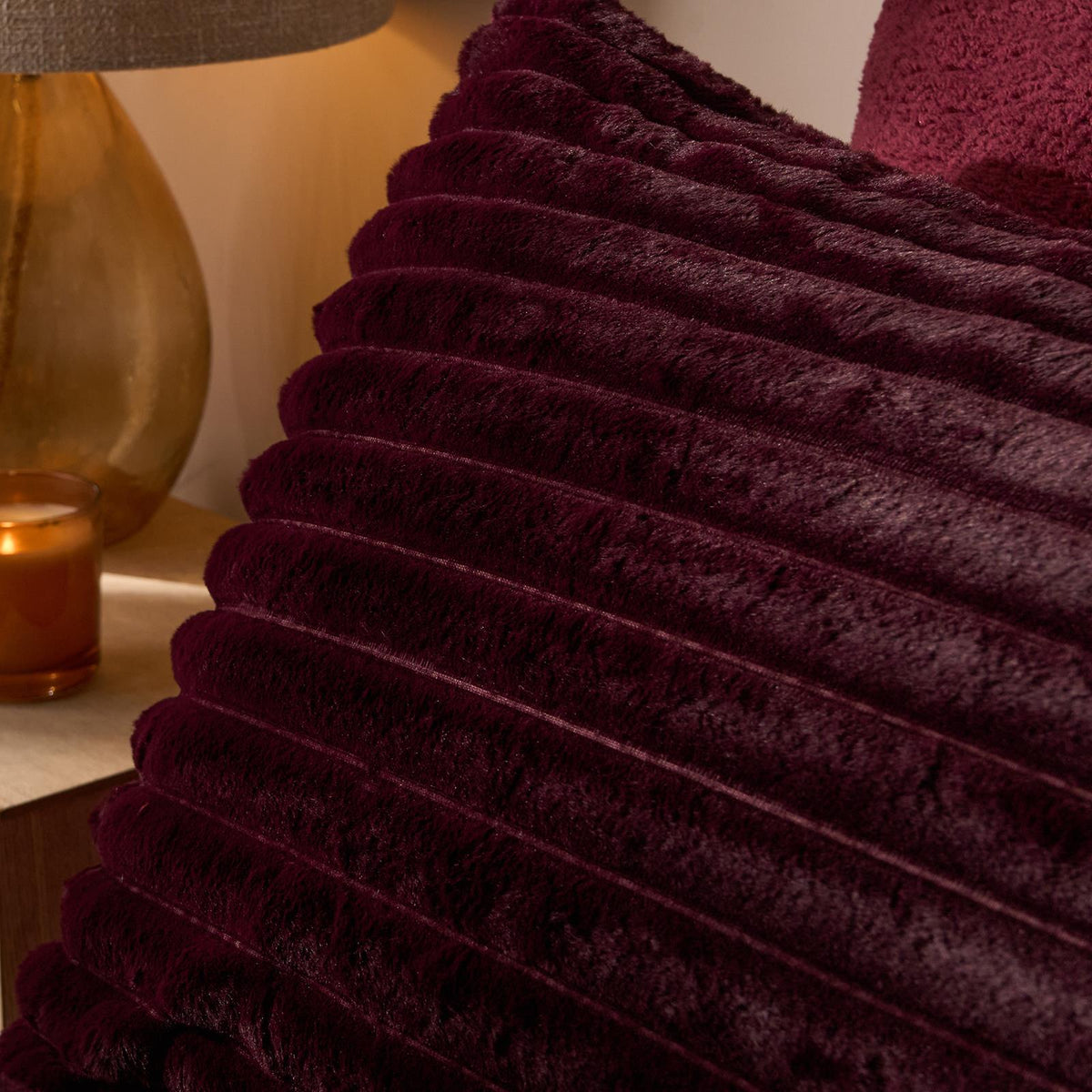 OHS Ribbed Fleece Bedding Set Soft Faux Fur Thermal Duvet Cover with Pillowcase