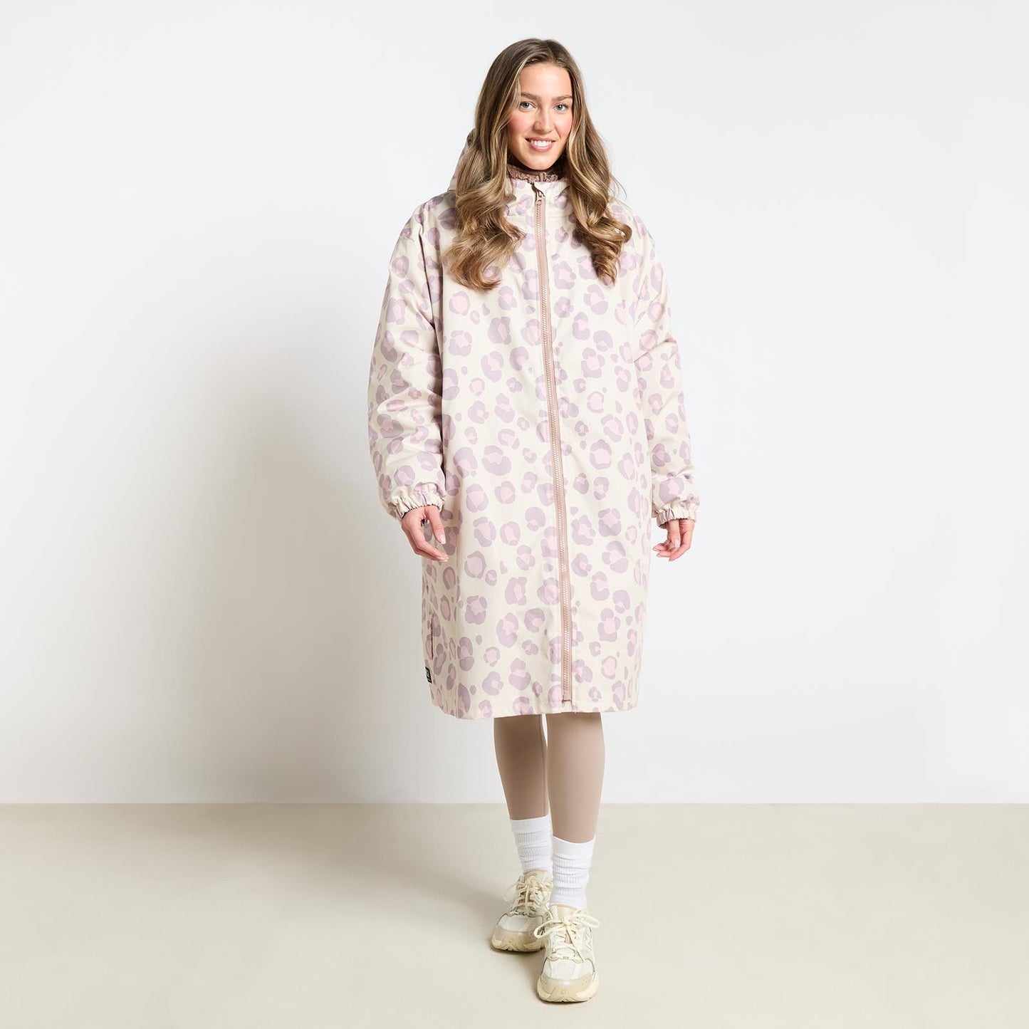 OHS Coat Drying Robe Animal Print Sherpa Lined Water Resistant Oversized