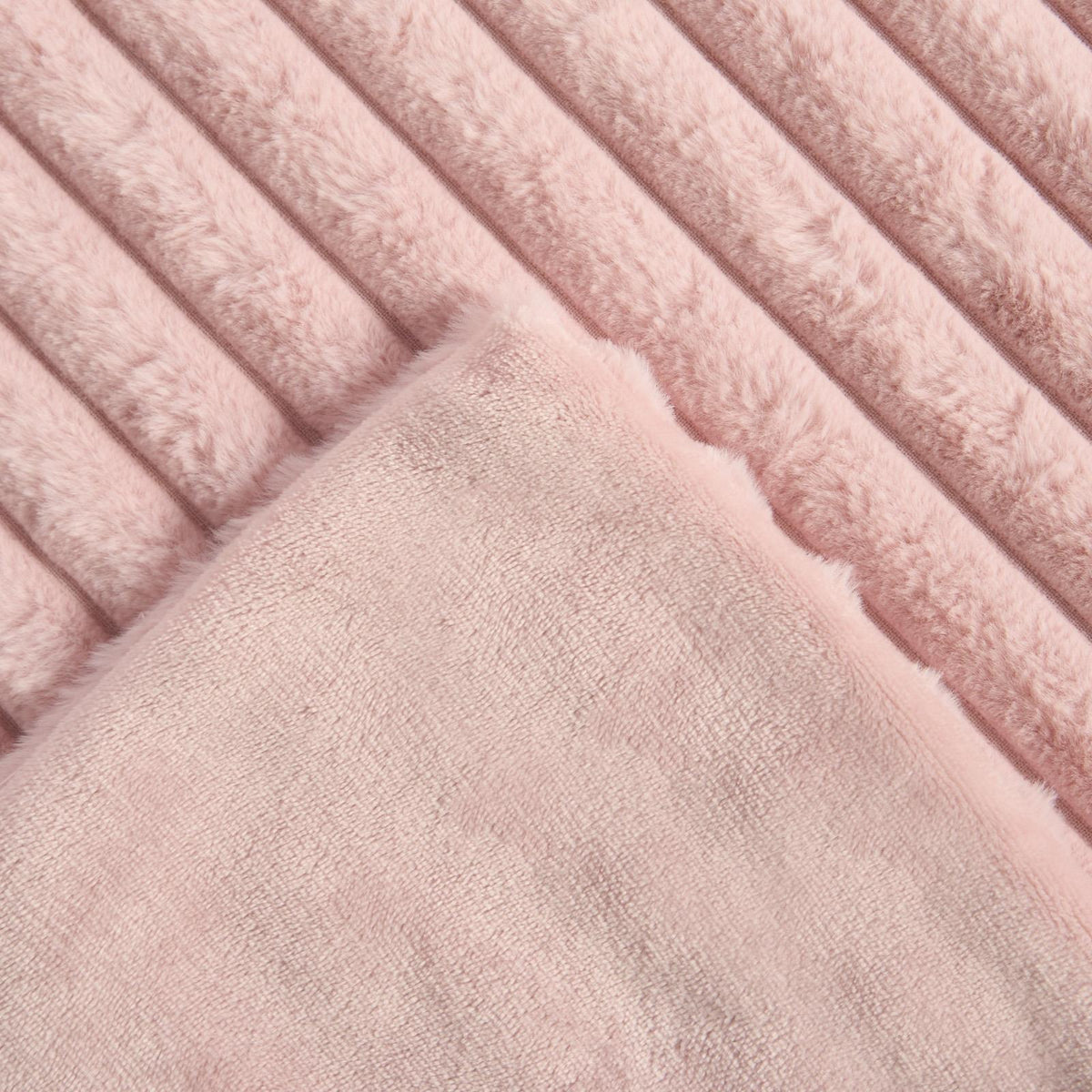 OHS Faux Fur Ribbed Fleece Throw Over Bed Blanket Warm Supersoft