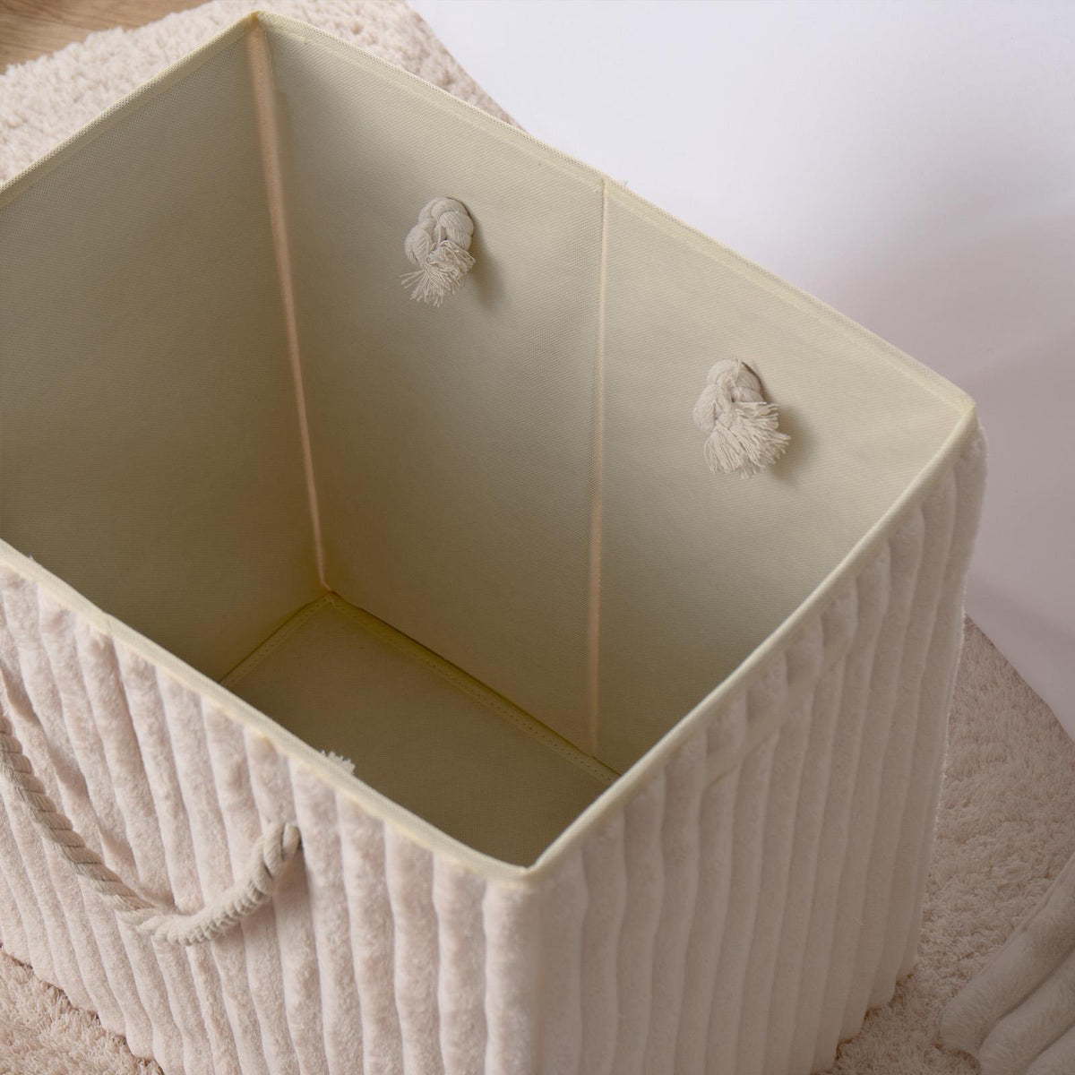 OHS Ribbed Laundry Basket with Lid Foldable Hamper Bag Washing Bin Storage