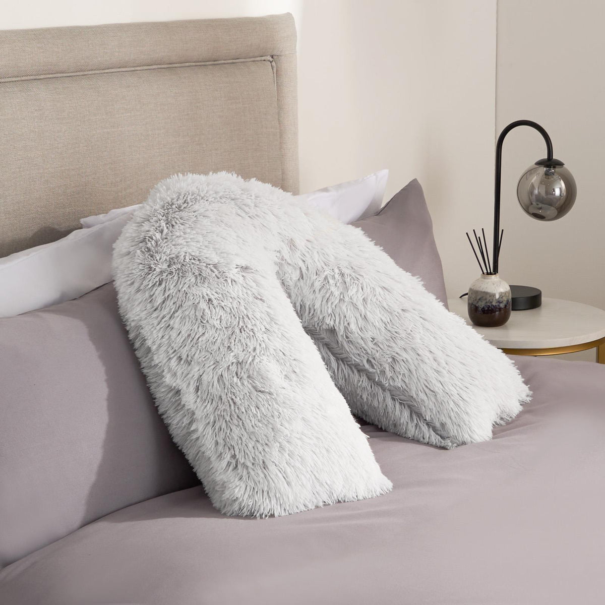 OHS Fluffy V-Shaped Pillow Filled Cushion Body Neck Support Orthopaedic