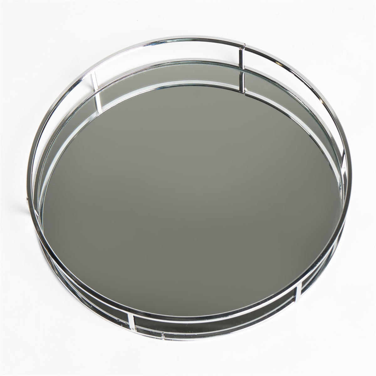 OHS Mirrored Serving Tray with Metal Frame Tealight Holder Vanity Display Plate