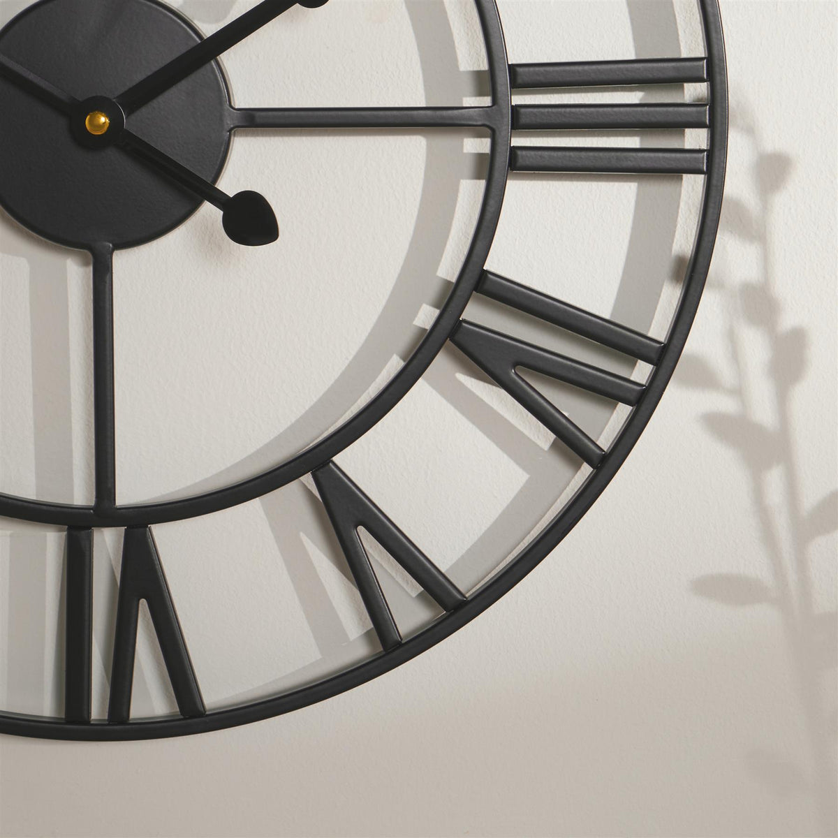Large Wall Clock Roman Numerals Skeleton Big Open Round Face Living Room Kitchen
