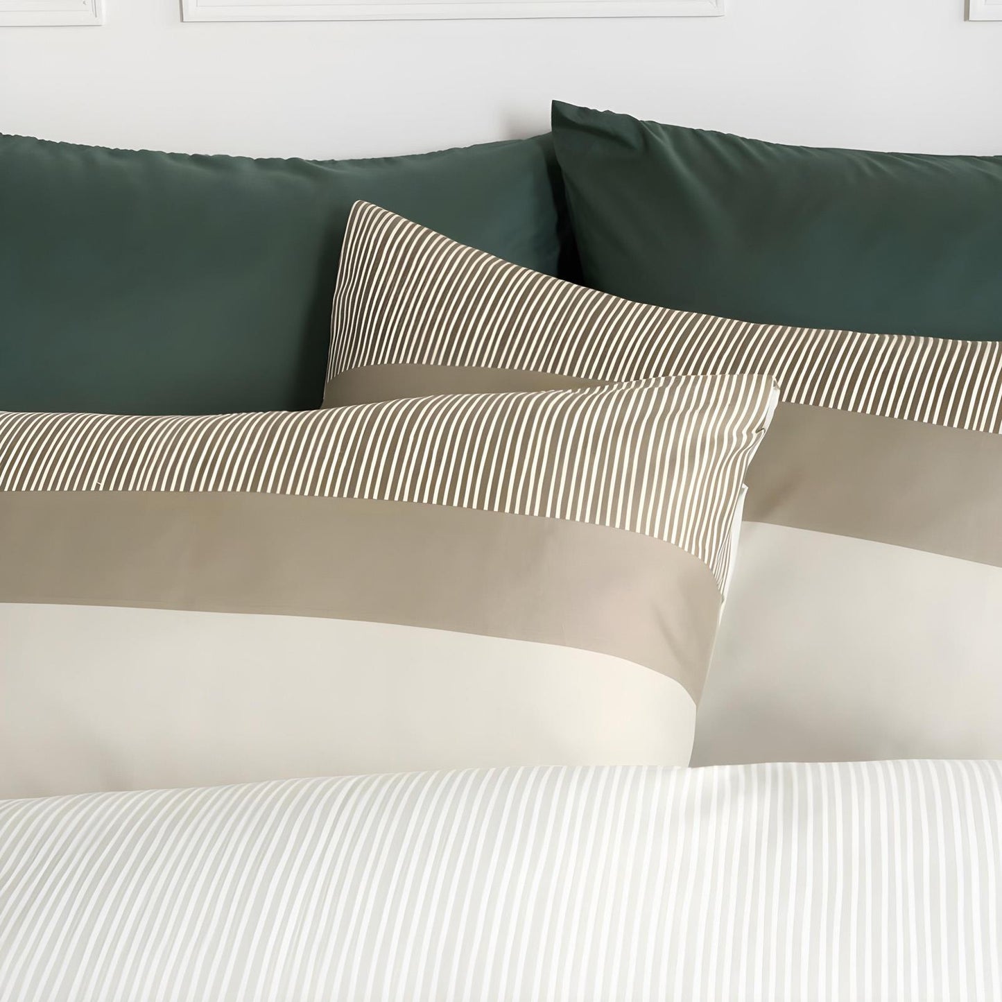 OHS Multi Stripe Bedding Set Microfibre Reversible Duvet Cover with Pillowcase