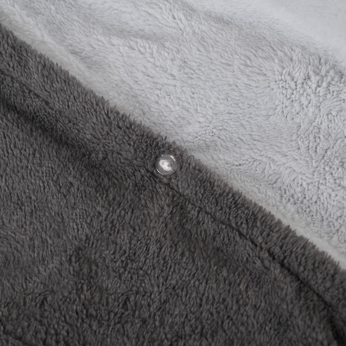 OHS Reversible Teddy Fleece Duvet Cover with Pillowcase Bedding Set Grey
