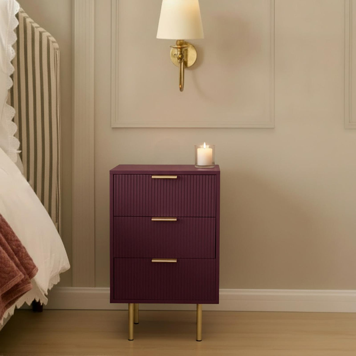 OHS Ribbed Drawer Unit Bedside Table 3/4/5/6 Draw Cabinet Nightstand Sideboard