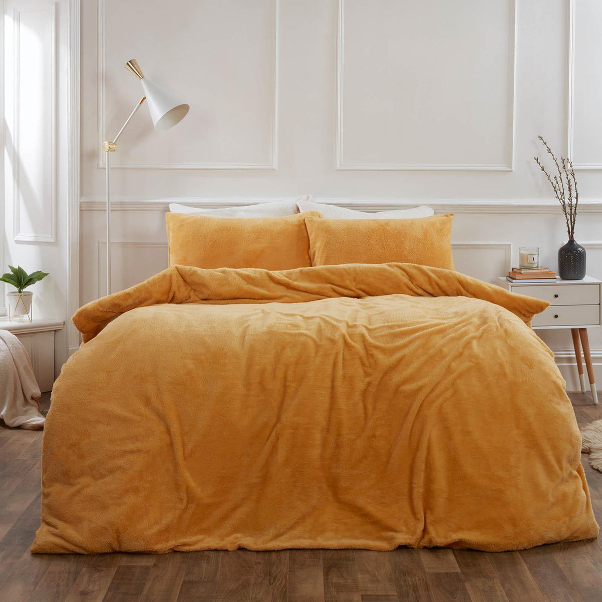 OHS Teddy Fleece Duvet Cover with Pillow Case Thermal Warm Bedding Set