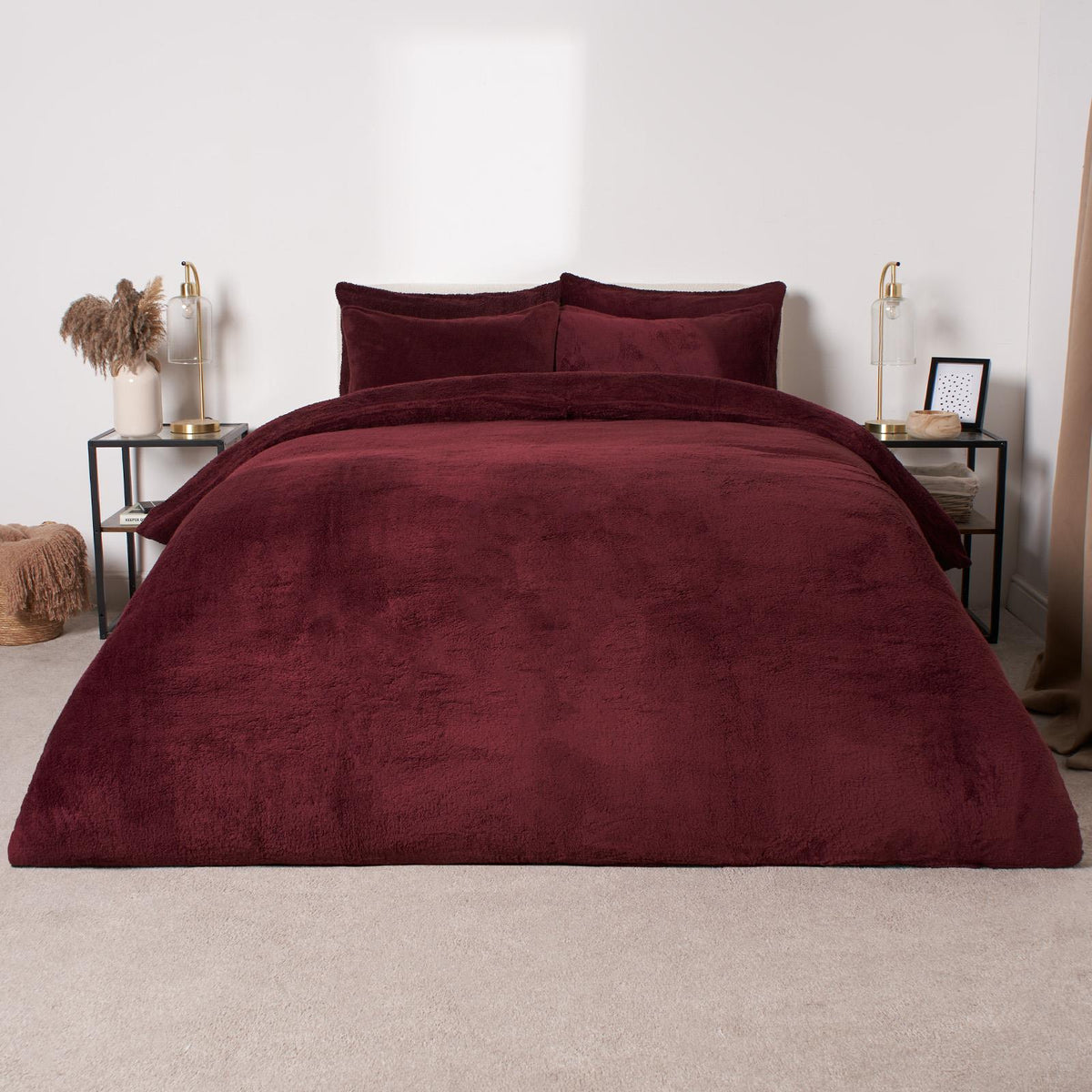 OHS Teddy Fleece Duvet Cover with Pillow Case Thermal Warm Bedding Set
