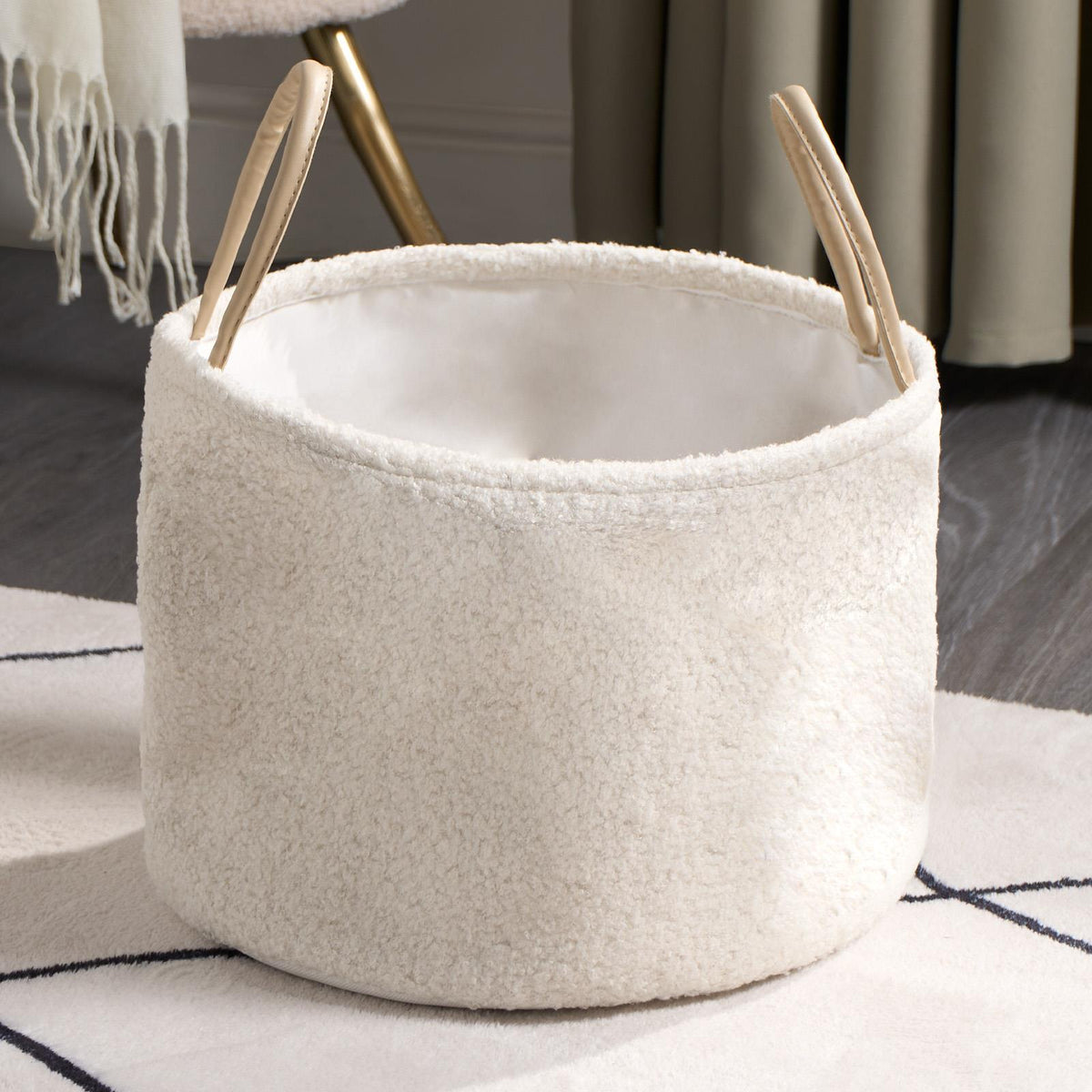 OHS Storage Basket Handles Boucle Fleece Laundry Clothes Organiser