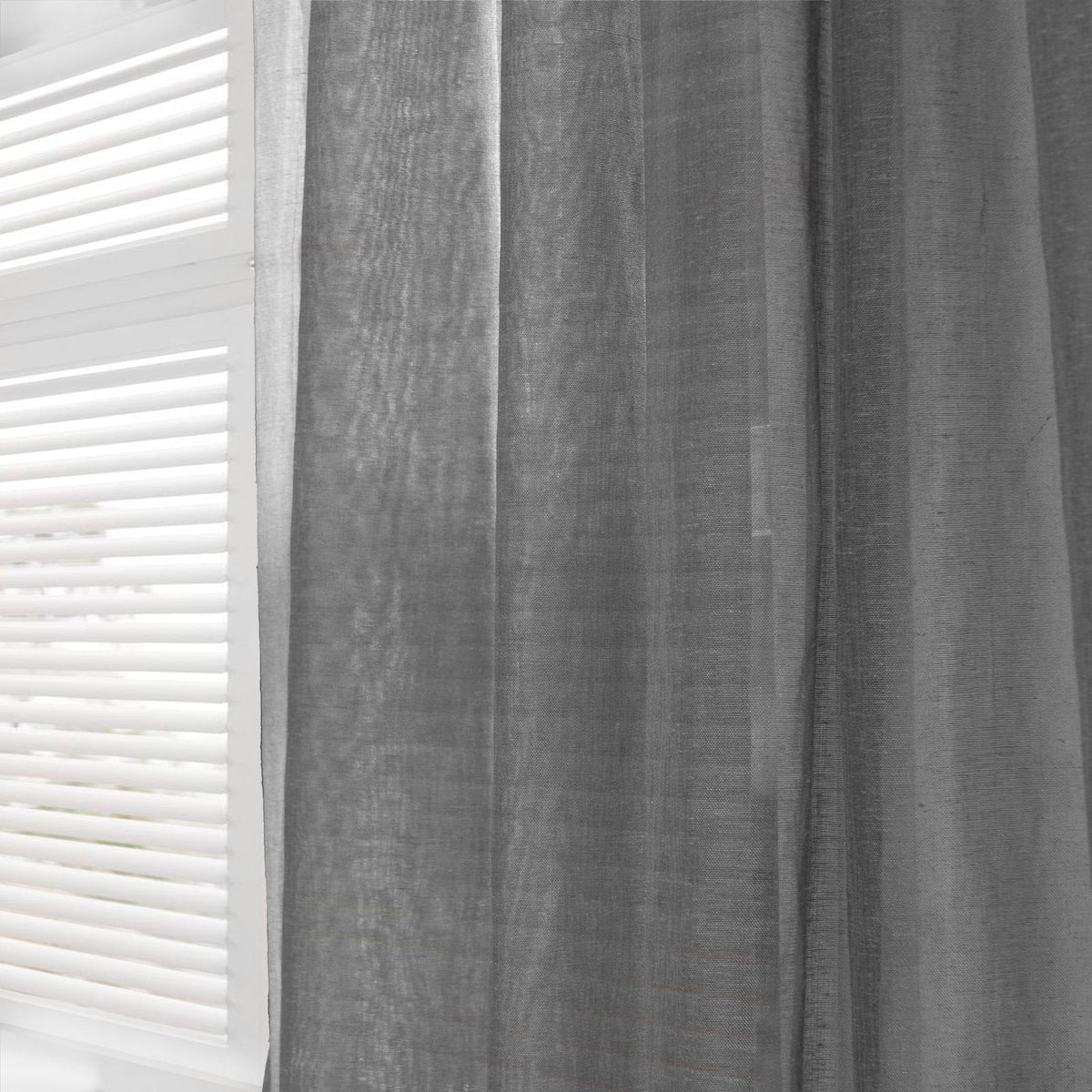 OHS Linen Look Voile Net Curtains 2 Panels Rod Slot Top Pair Home Set 55x87