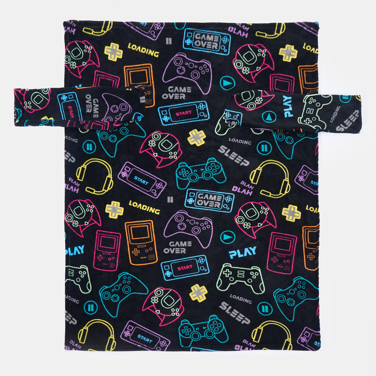 Kids Fleece Blanket with Sleeves Arms Wearable Supersoft Cosy Plush Warm Throw