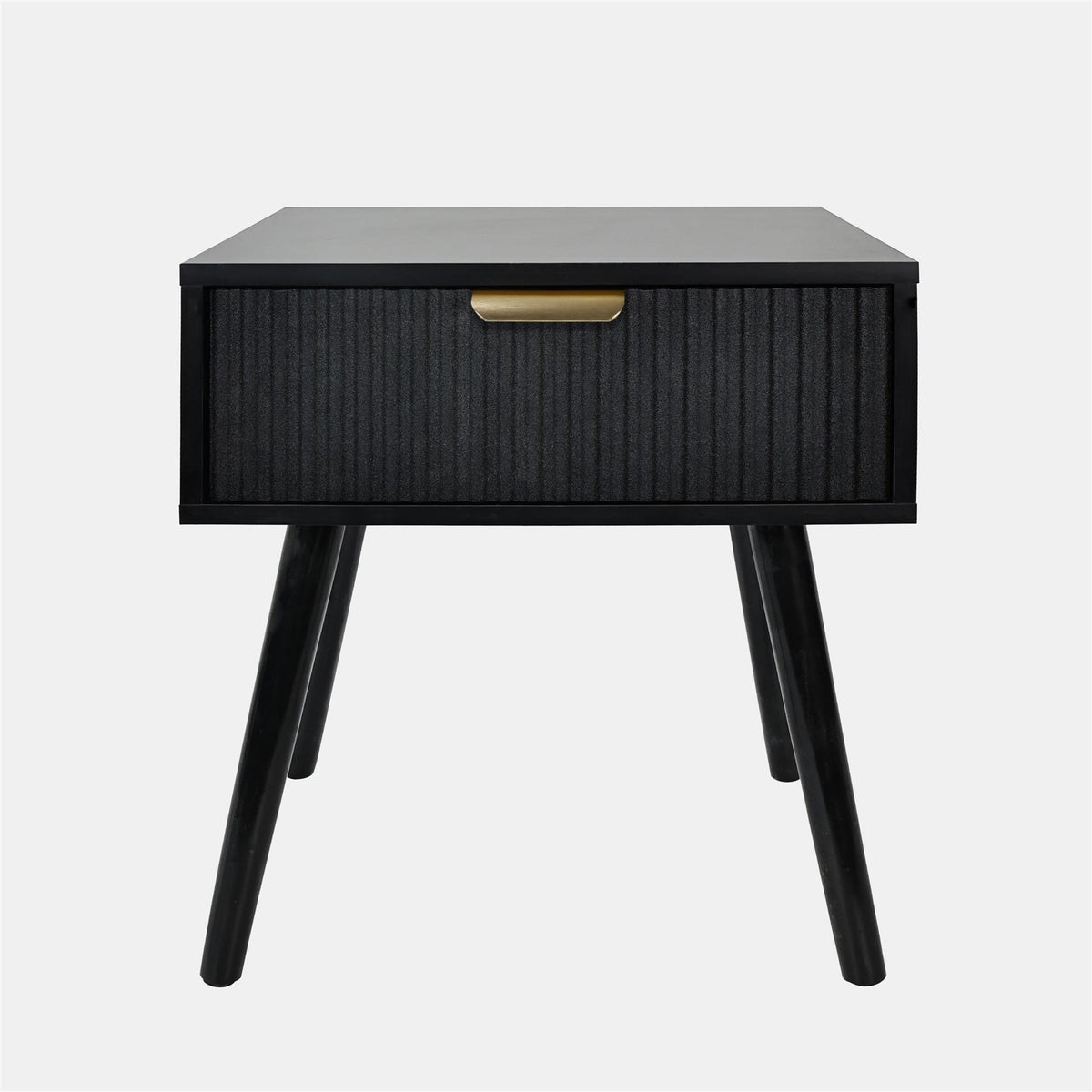 OHS Ribbed Bedside Nightstand 1 Drawer Storage Unit Wooden End Table