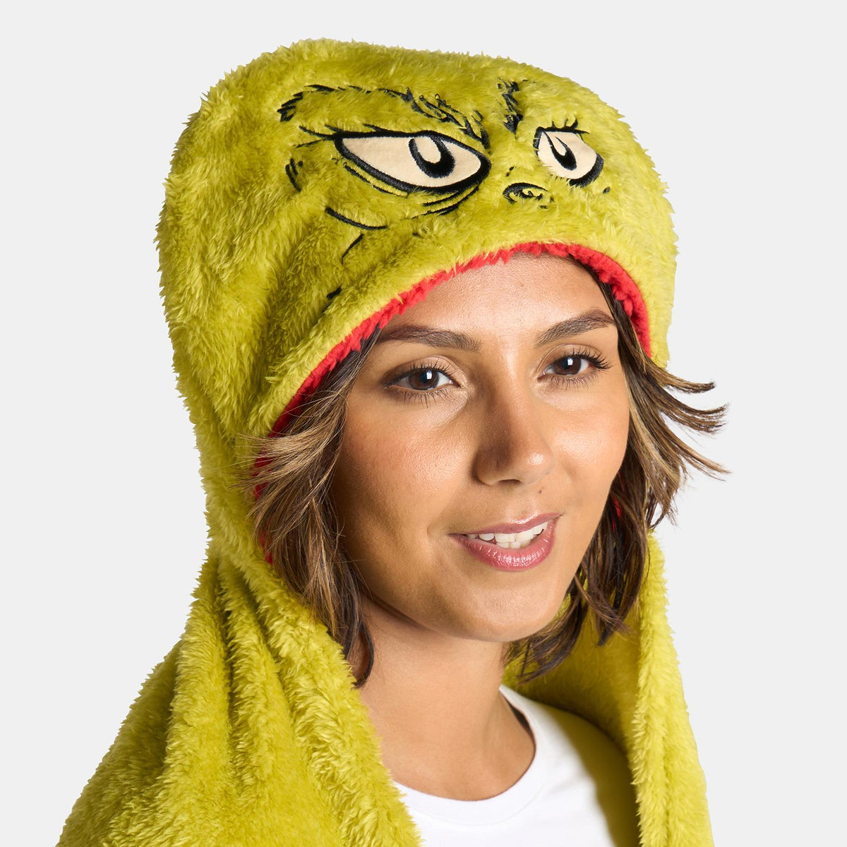 OHS x Grinch Throw Xmas Soft Fleece Novelty Hooded Blanket Thermal Bedspread