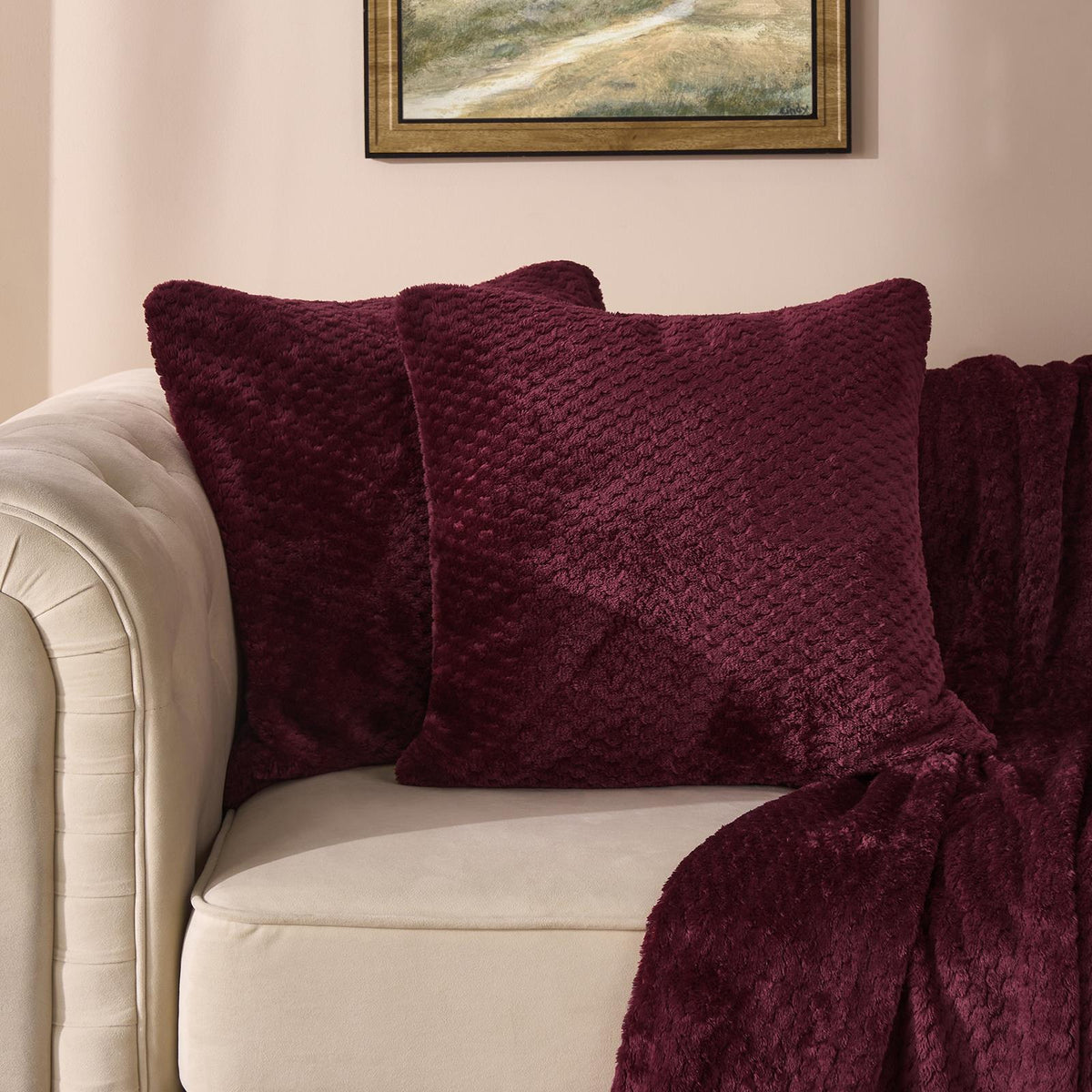 OHS Waffle Fleece Cushion Covers 2/4 Pack Soft Filler Decor