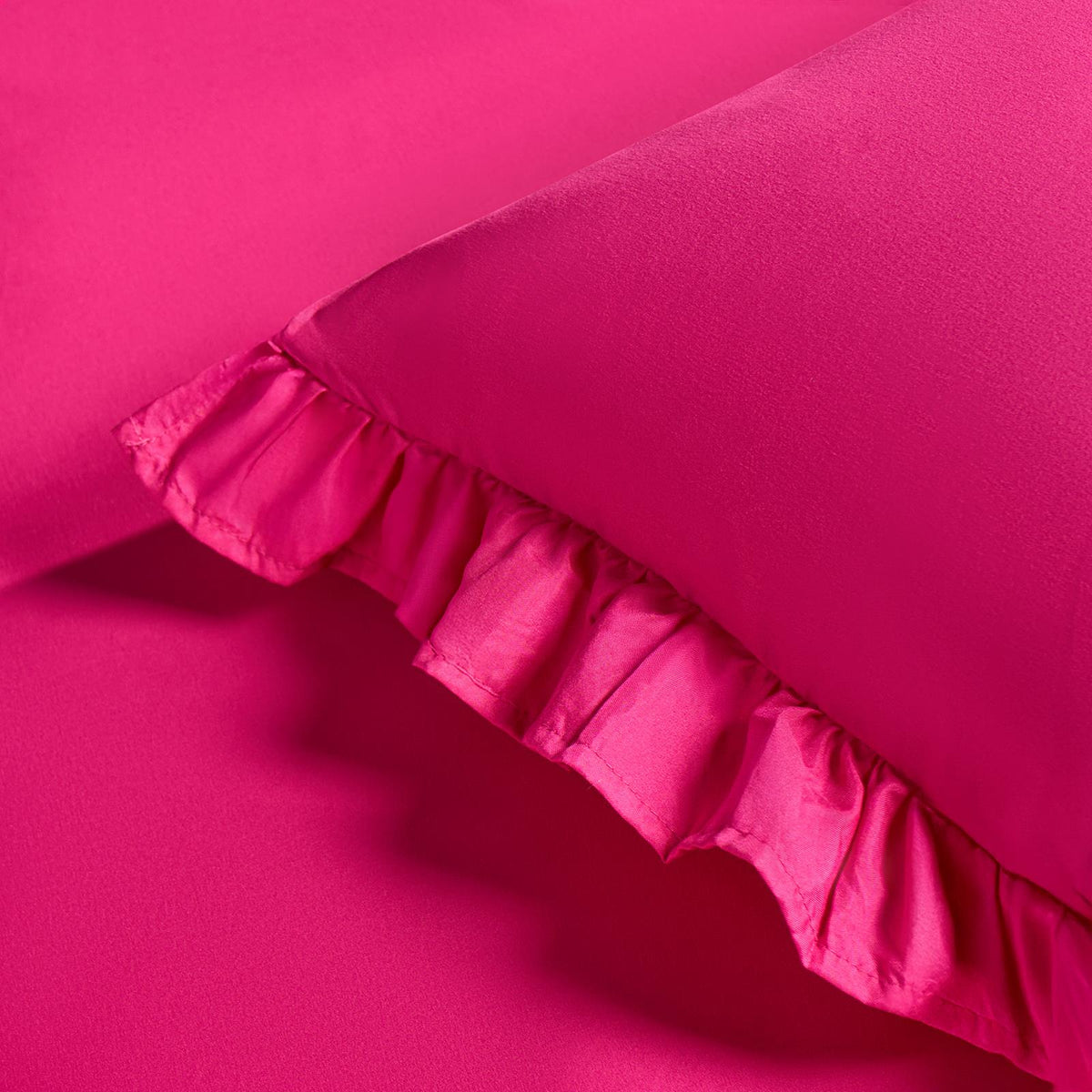 OHS Frill Edge Bedding Set Microfibre Decor Duvet Cover with Pillowcase