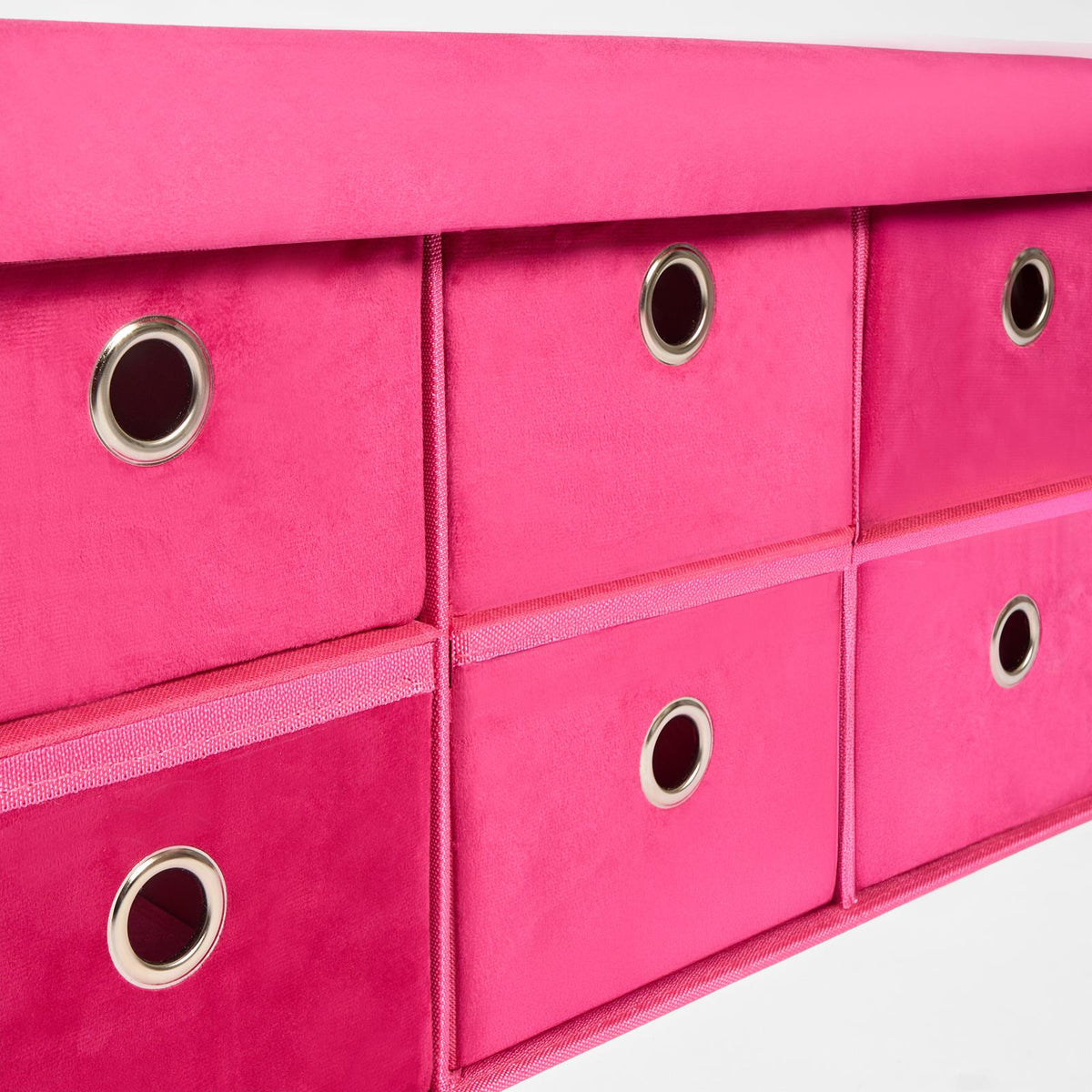 Storage Cube Unit 6 Draw Ottoman Space Saving Velvet Chest Shoe Boucle Organiser