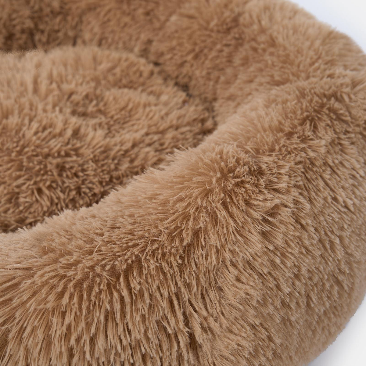 OHS Pet Bed Calming Fluffy Plush Fleece Dog Anti Anxiety Round Donut Washable