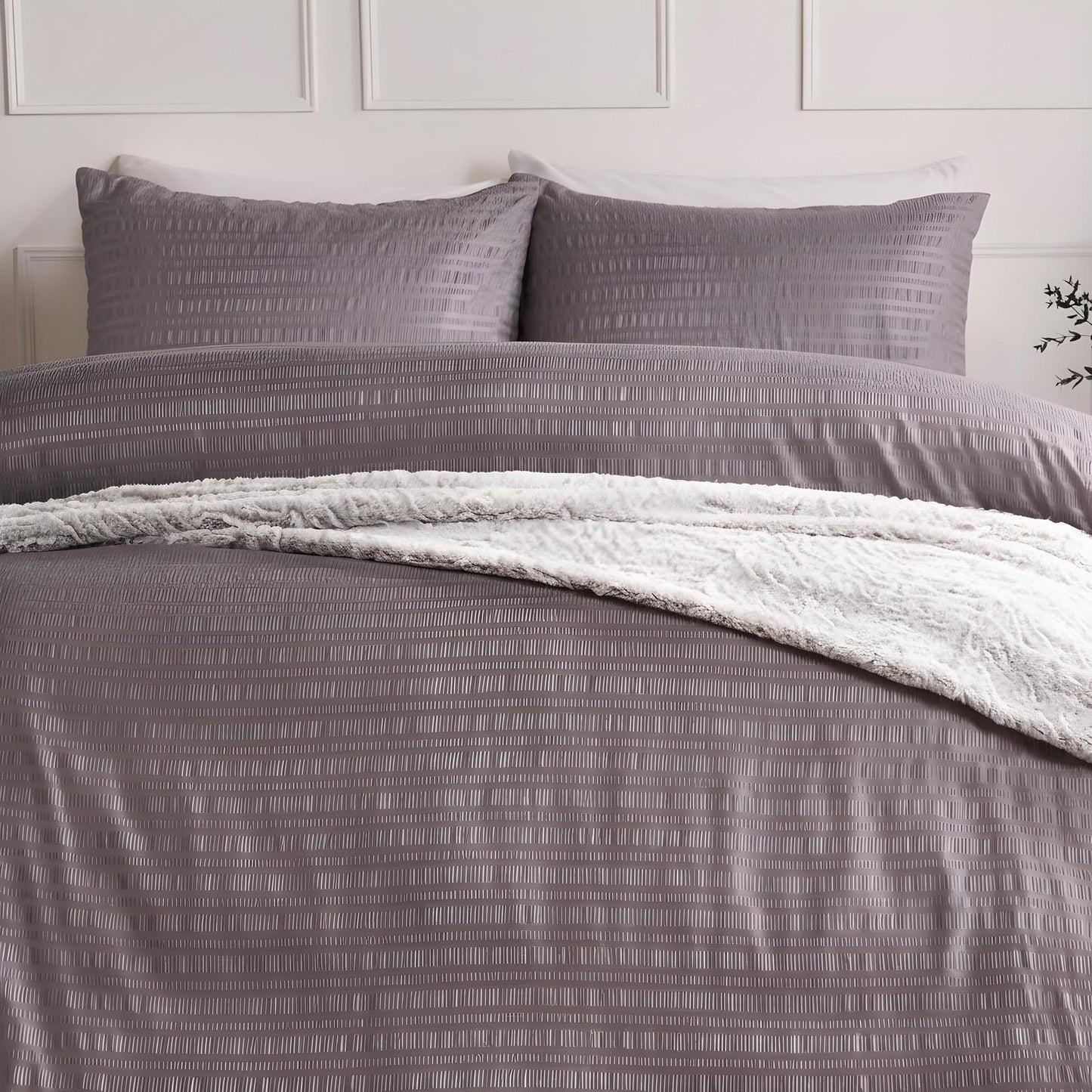 OHS Embossed Bedding Set Textured Duvet Cover with Pillowcase