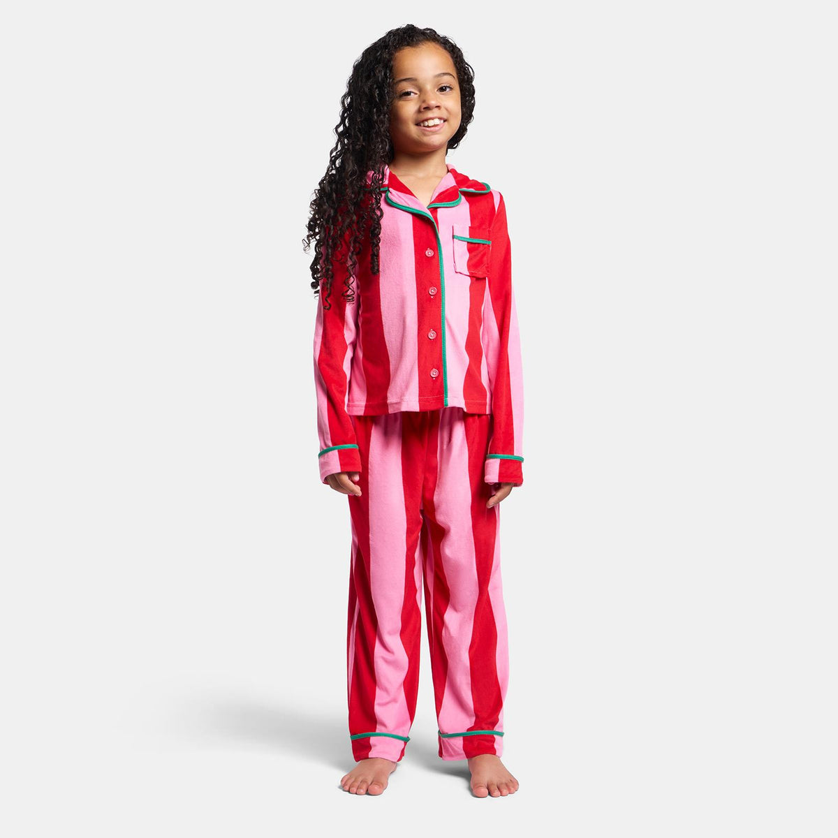 OHS Print Pyjama Set Button Through Soft Womens Kids Loungewear Nightwear