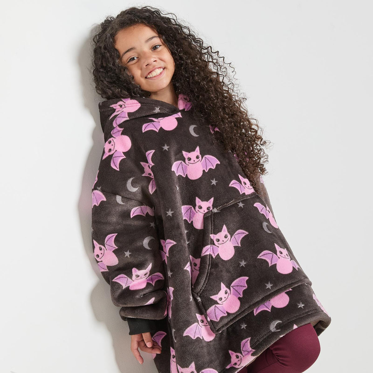 OHS Kids Hoodie Blanket Halloween Prints Sherpa Lined Wearable Throw