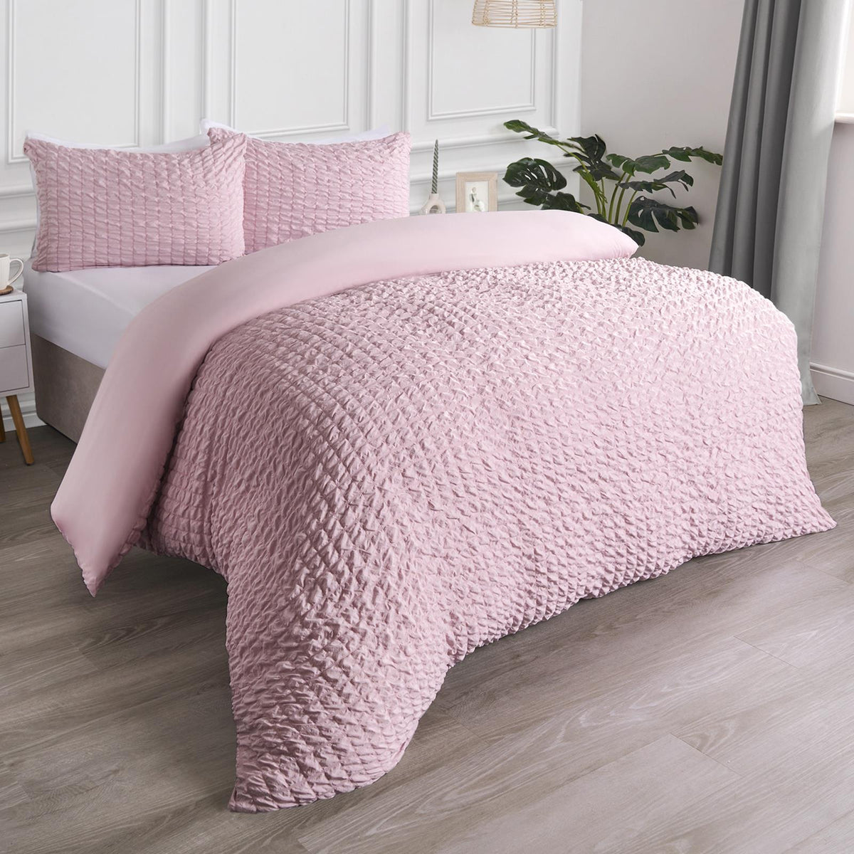 Luxury Seersucker Duvet Cover Set Geo Pillowcase Quilt Bedding Double King Size