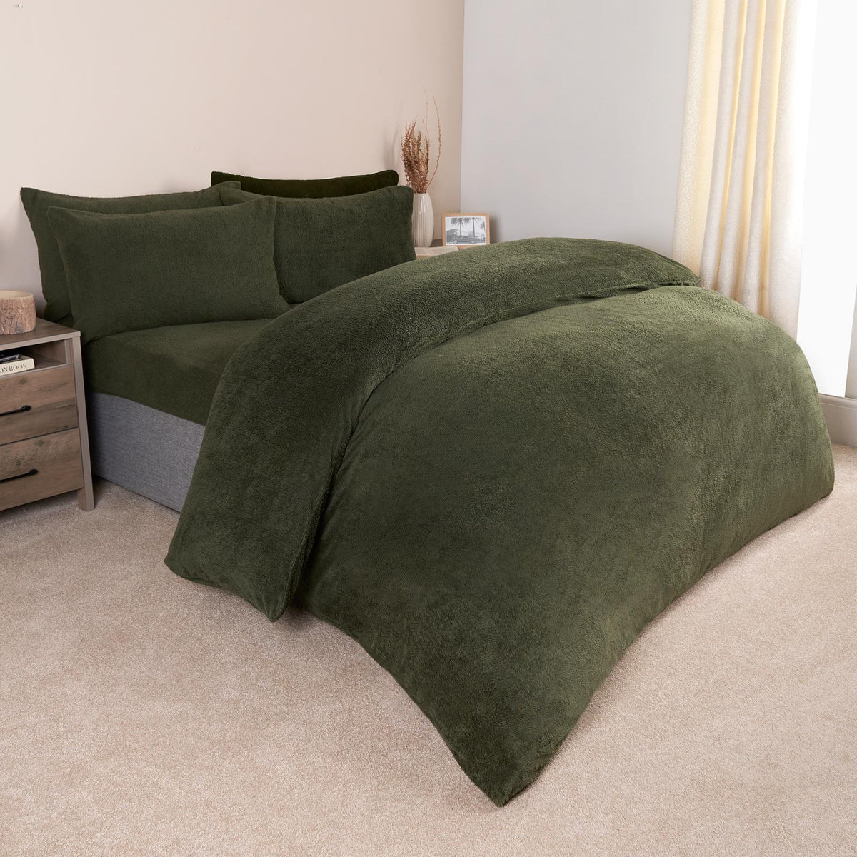 OHS Teddy Fleece Duvet Cover with Pillow Case Thermal Warm Bedding Set
