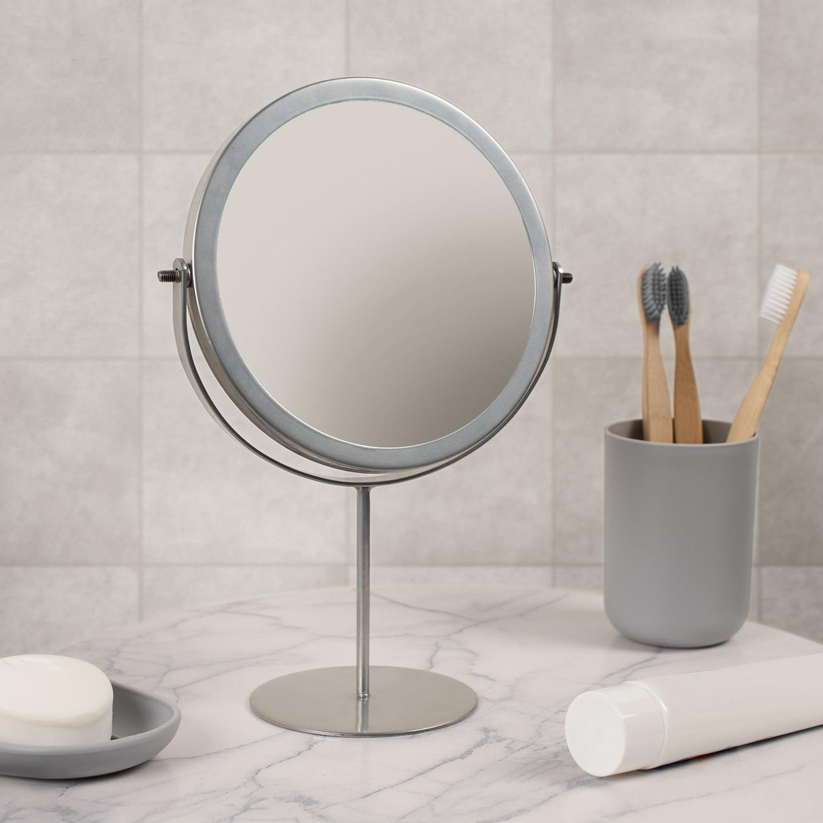 Bathroom Mirror Round Accessories Free Standing Vanity Stainless Steel Bedroom