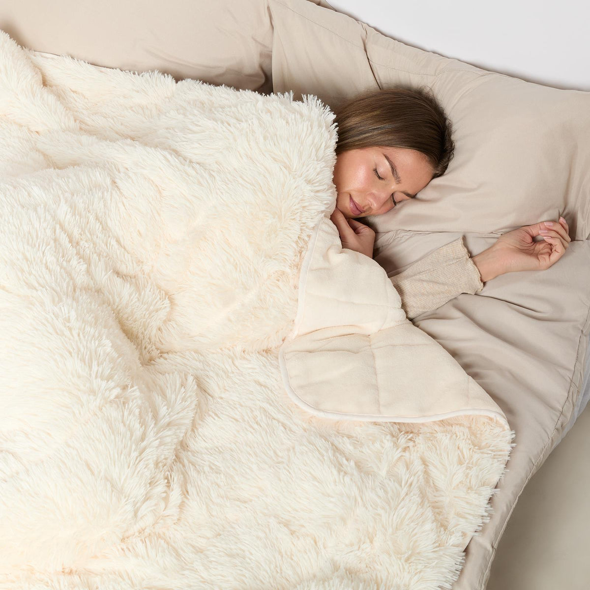 OHS Fluffy Fleece Weighted Blanket Sensory Adult Sleep Anxiety Soft Throw