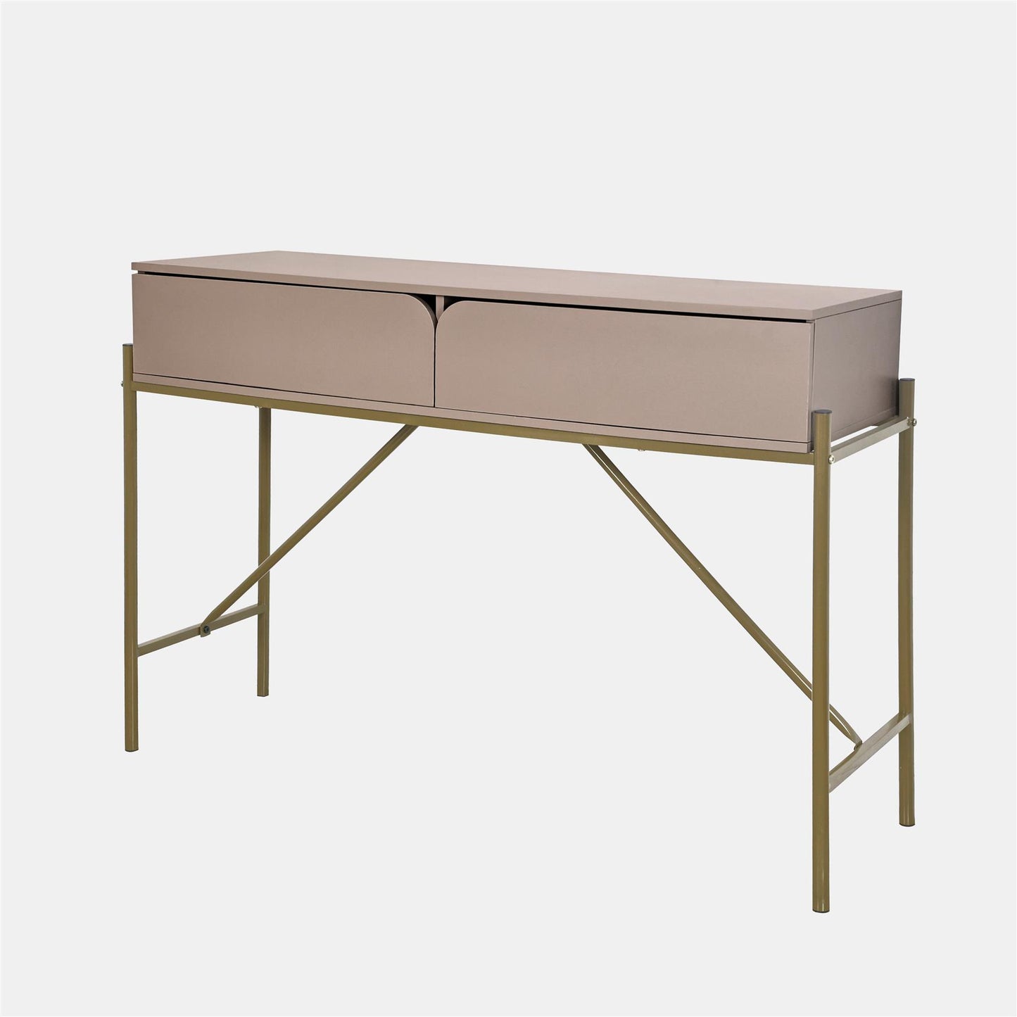 OHS Curved Dressing Table Engineered Wood Makeup Vanity Desk with 2 Drawers