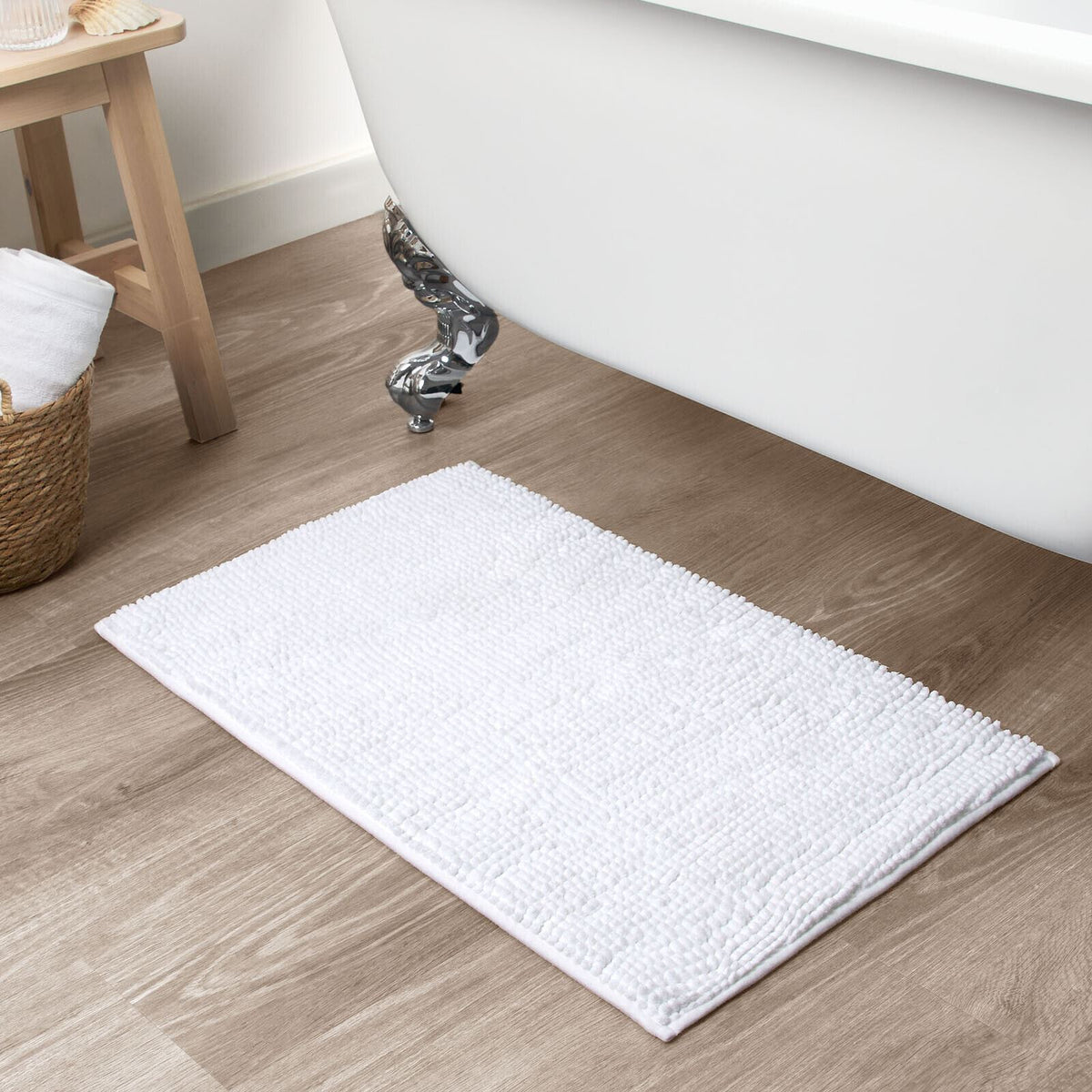 Brentfords Noodle Bath Mat Non Slip Shower Soft Highly Absorbent Chenille Shaggy