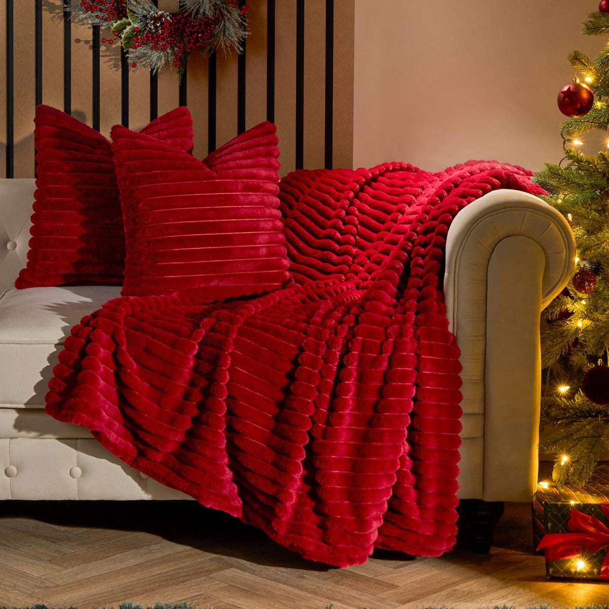 OHS Thick Rib Cushion Covers Faux Fur Soft Fleece Square Pillowcases Home Decor