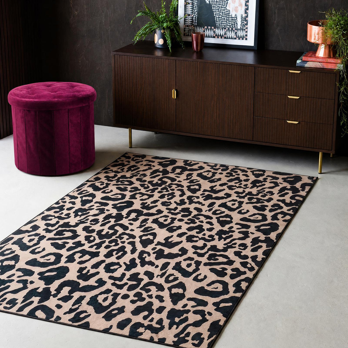 OHS Washable Rug Animal Print Ultra Soft Living Room Area Mat Accent Rugs
