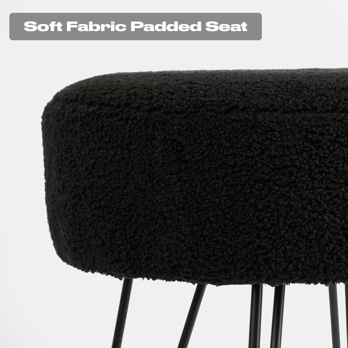 Stool Boucle Fleece Chair Dressing Table Vanity Seat Pouffe Home Spa Foot Rest