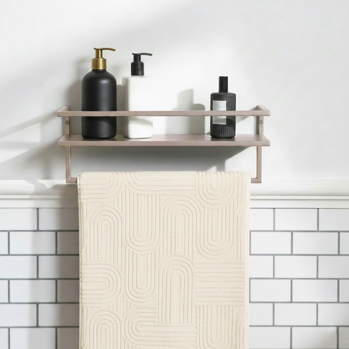 OHS Towel Rail Rack Bathroom Shelf Storage Unit Wall Mounted Modern Home