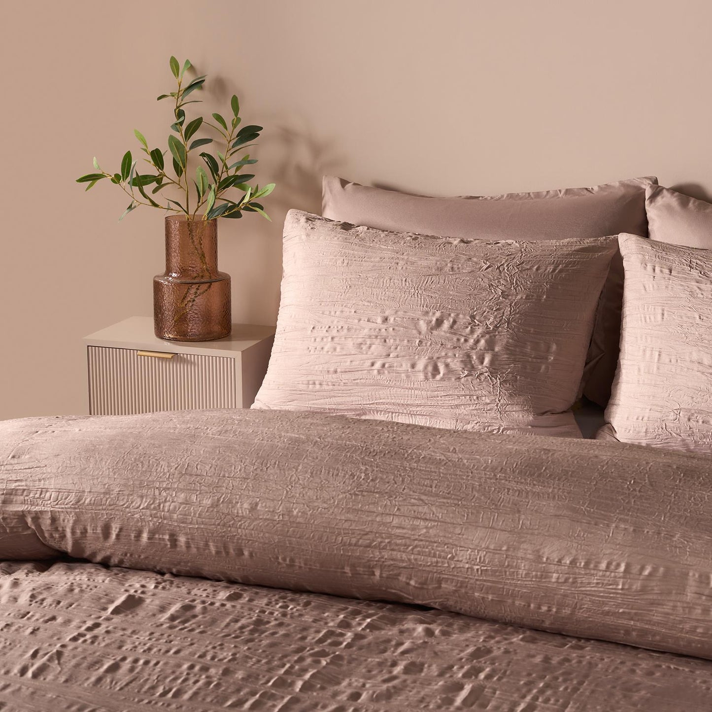OHS Crinkle Bedding Set Textured Microfibre Duvet Cover with Pillowcase