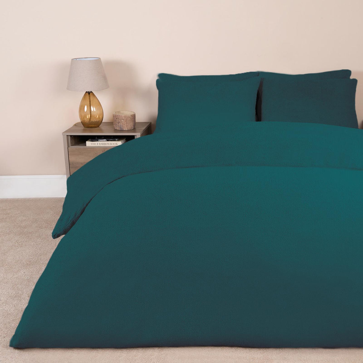 OHS Teddy Fleece Duvet Cover with Pillow Case Thermal Warm Bedding Set