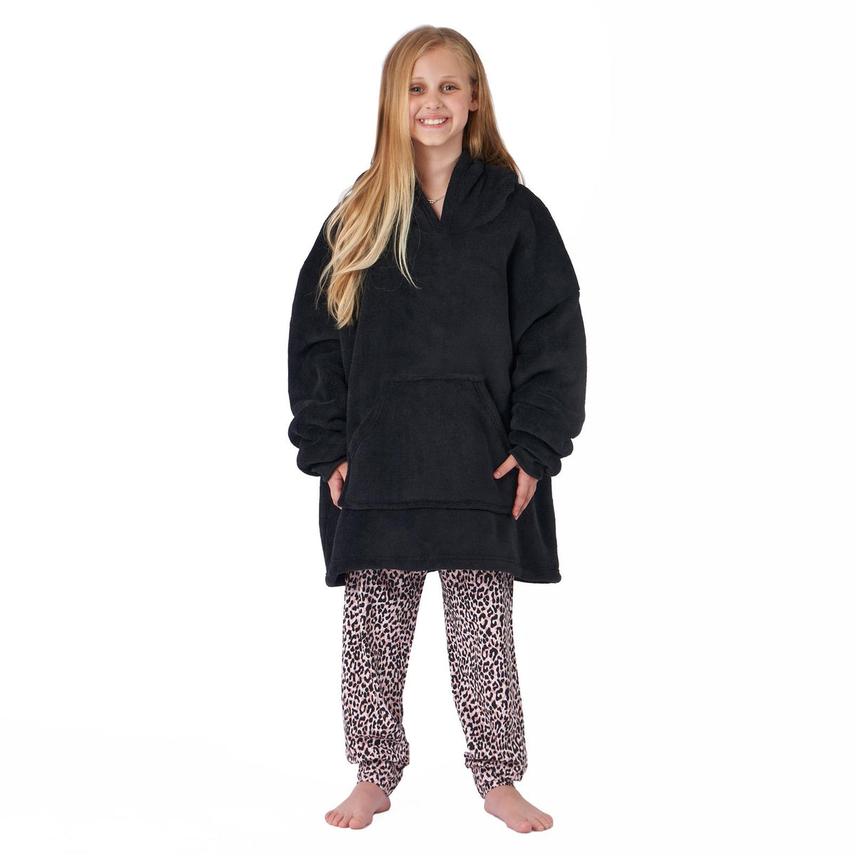 Kids Hoodie Blanket Oversized Sherpa Fleece Jumper Sweatshirt Soft Warm Throw