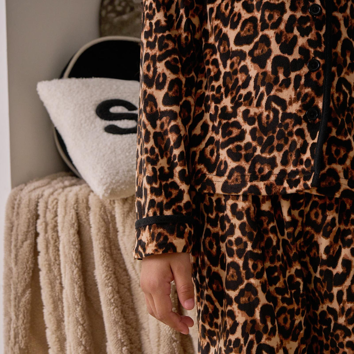 OHS Print Pyjama Set Button Through Soft Womens Kids Loungewear Nightwear