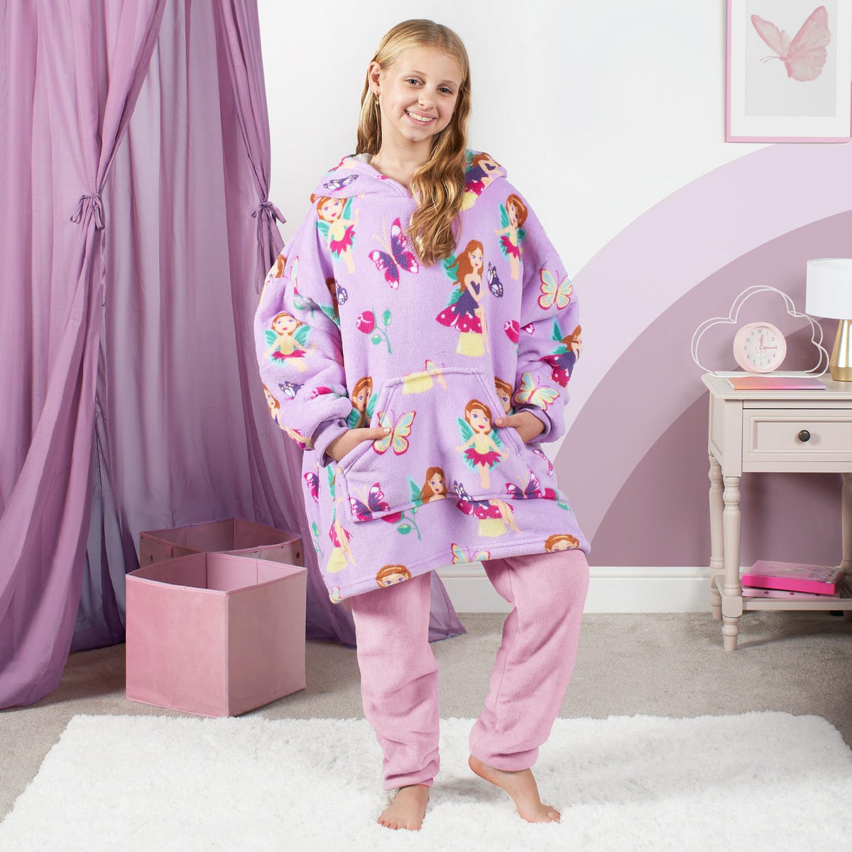 Kids Hoodie Blanket Oversized Sherpa Fleece Jumper Sweatshirt Soft Warm Throw