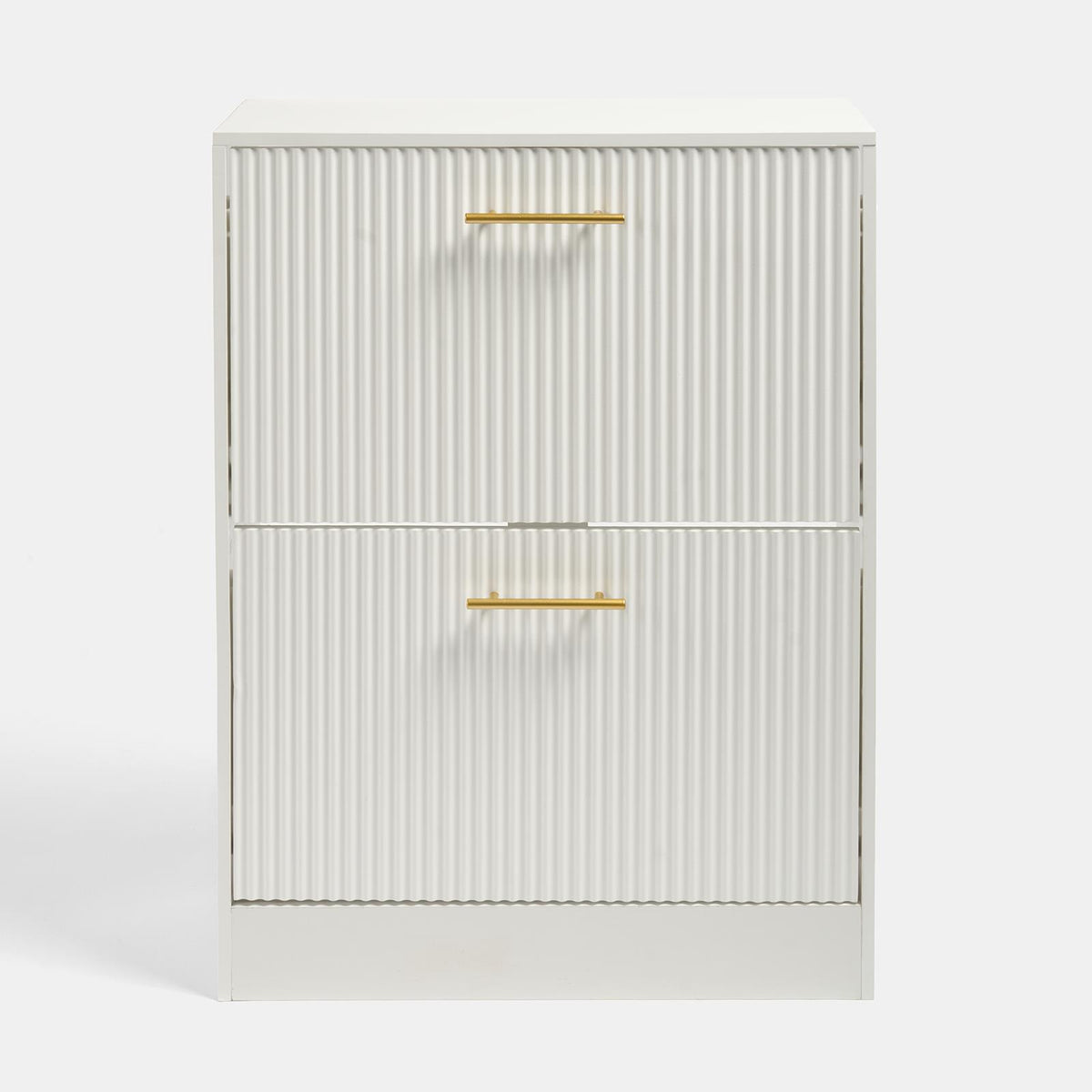 OHS Ribbed Shoe Rack 2 Drawer Wooden Cabinet Shoes Organiser Stand Holder