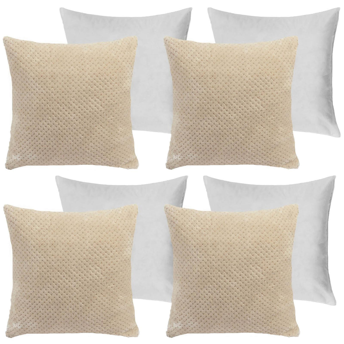 OHS Waffle Fleece Cushion Covers 2/4 Pack Soft Filler Decor