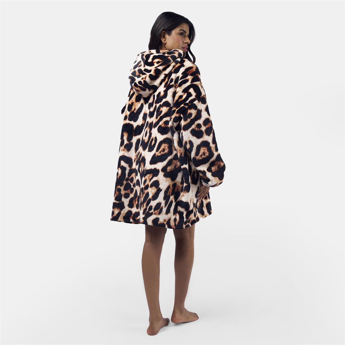 OHS Animal Prints Hoodie Blanket Sherpa Lined Fleece Wearable Throw