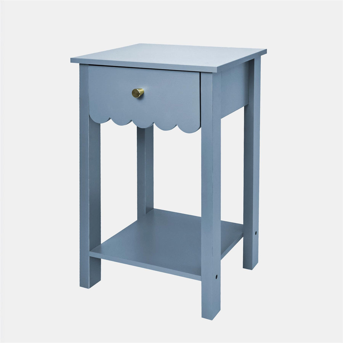 OHS Scallop Bedside Wood Nightstand 1 Drawer Storage Unit End Table Home Decor
