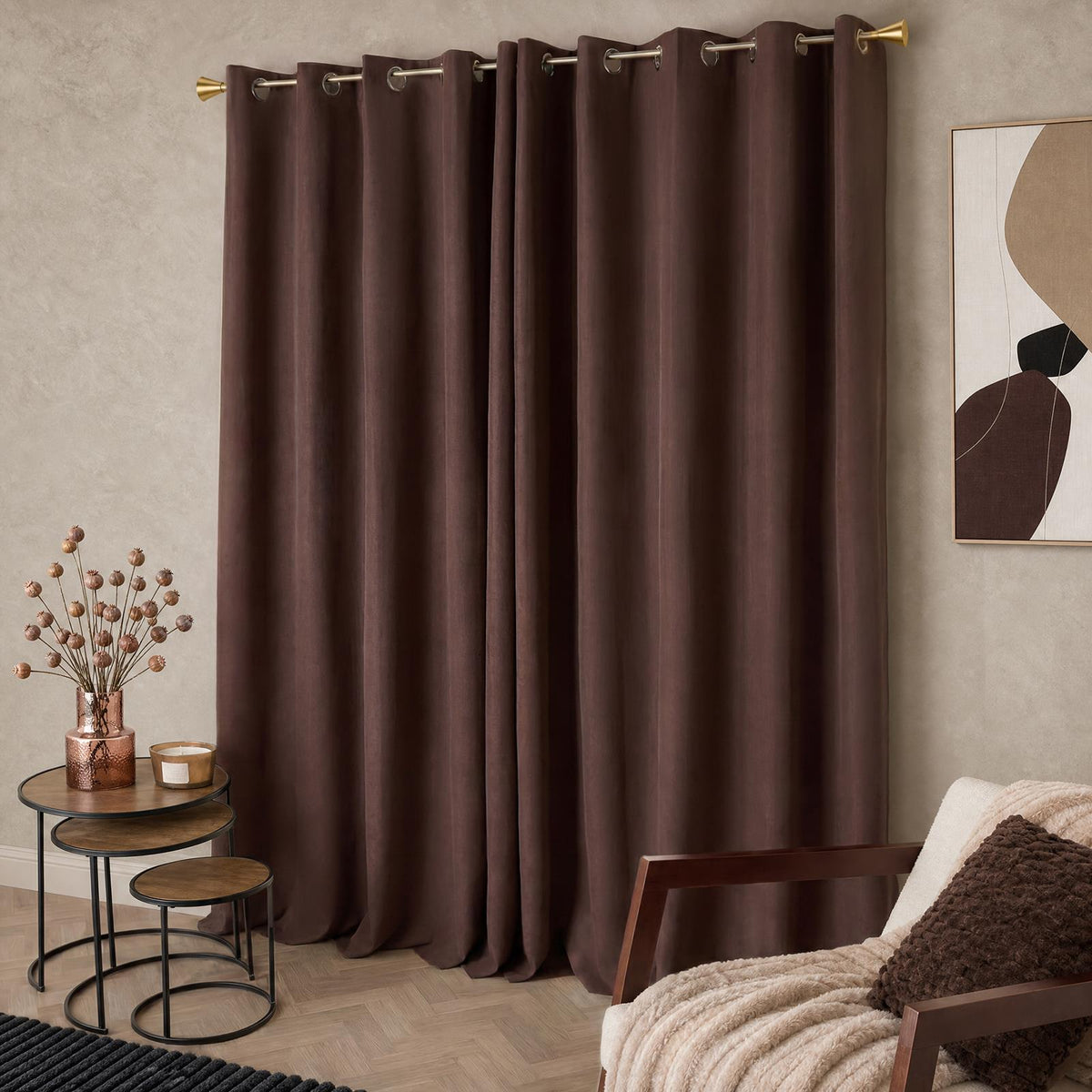 OHS Eyelet Blackout Curtains Woven Ready Made Ring Top Thermal Texture Thick